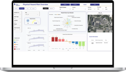 Example of climate hazards dashboard displayed on a laptop screen