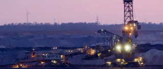 A large bucket wheel excavator in a lignite quarry, Germany