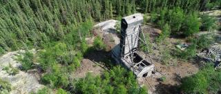 Aerial view of the former O'Connor Mine shaft site in Northwestern Territories Canada 