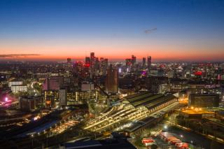 Manchester skyline at dusk