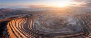 Panoramic of open pit mine industry, aerial view.
