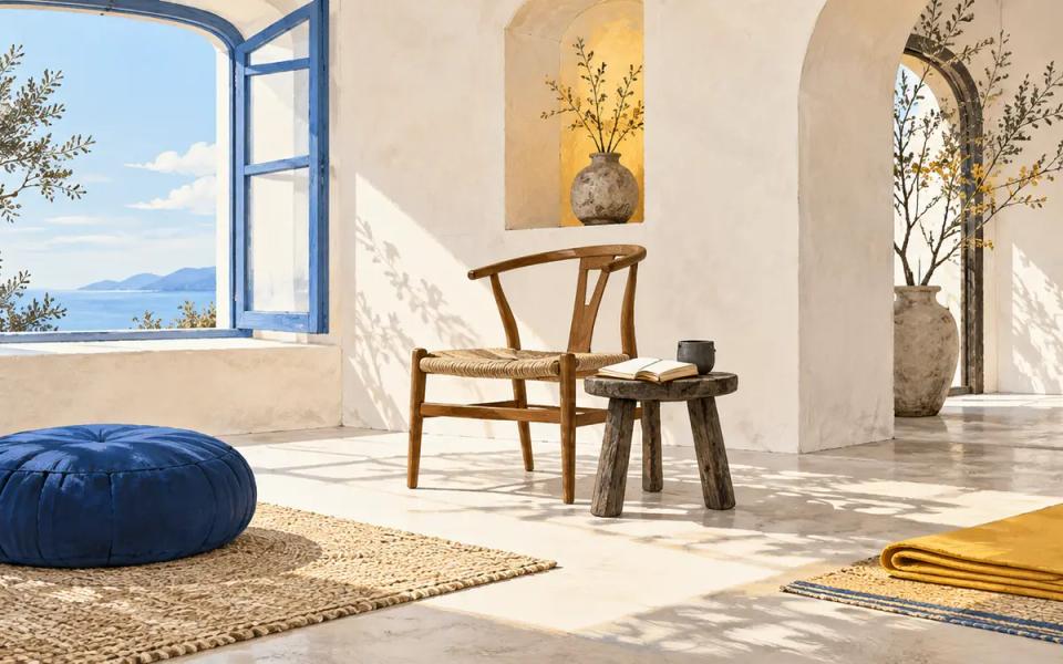 A cushion, chair and folded mat arranged as different quiet practice options.