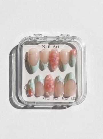 Glazed press-on nails in their case