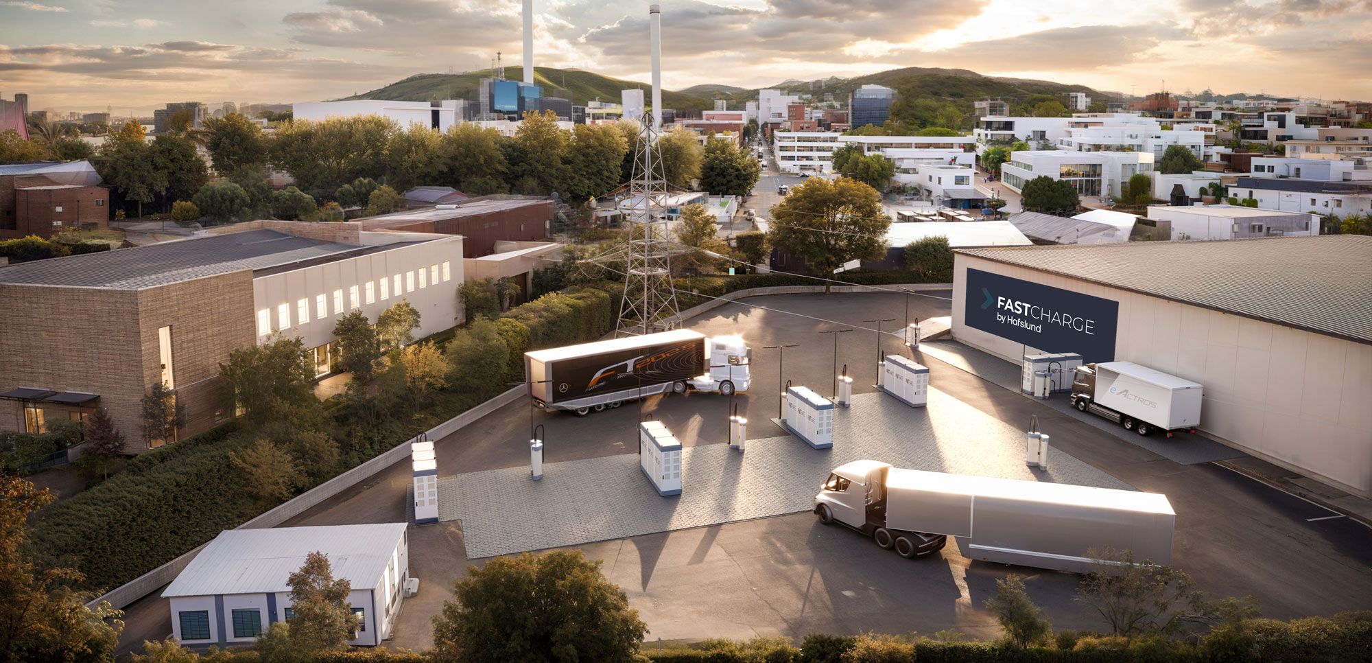 Oversiktsillustrasjon av ladeanlegg på Alnabru