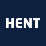 a blue background with the word hent in white letters