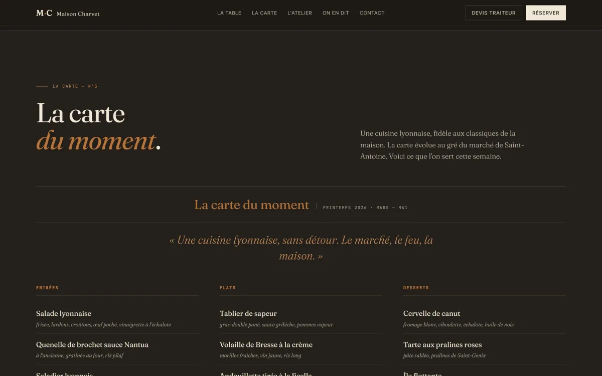Capture : La carte du moment, signée chaque lundi.