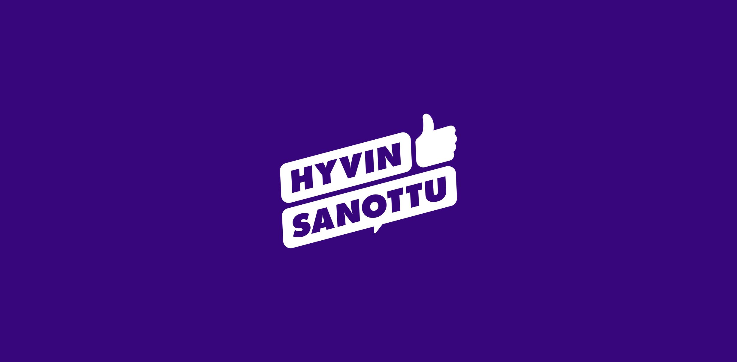 Logo of the Hyvin sanottu project on a blue background