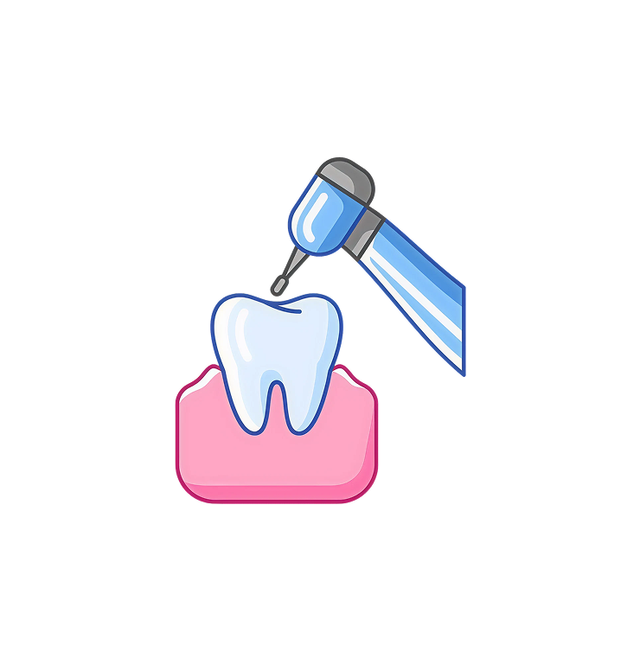 a cartoon illustration of a tooth being drilled