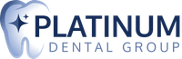 a logo for platinum dental group with a tooth on it