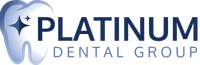 a logo for platinum dental group with a tooth on it