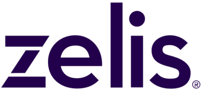 the word zelis is written in purple on a black background
