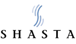 a logo for shasta is shown on a black background