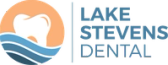 a logo for lake stevens dental with a tooth in the middle