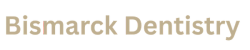 a logo for bismarck dentistry on a black background