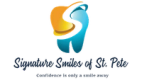 a logo for signature smiles of st. peter