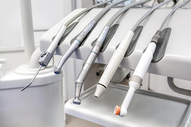 a close up of a dental equipment in a dental office .