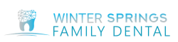 a logo for winter springs family dental with a black background