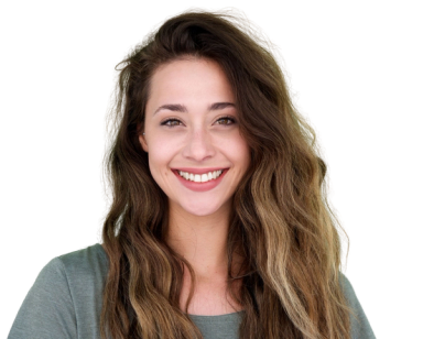 a woman with long hair is smiling for the camera