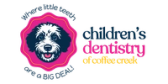 a logo for children 's dentistry with a dog on it