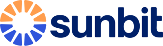 a blue and orange logo for sunbit on a black background