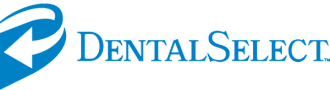 a logo for dentalselect that is blue