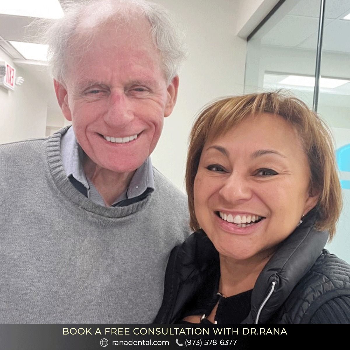 a man and a woman are posing for a picture and smiling for the camera