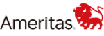a logo for ameritas with a red lion on a black background