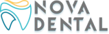 a logo for nova dental with a tooth on it