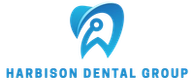 harrison dental group logo on a black background