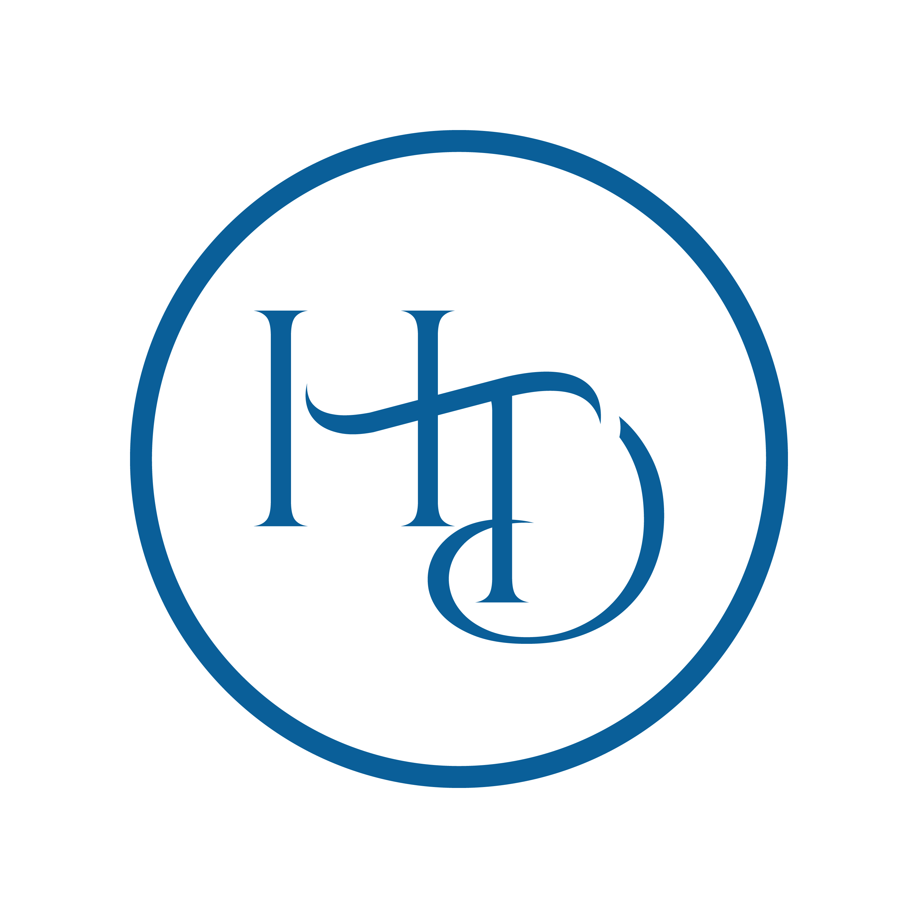 the letters htd for heritage trace dental is in a blue circle