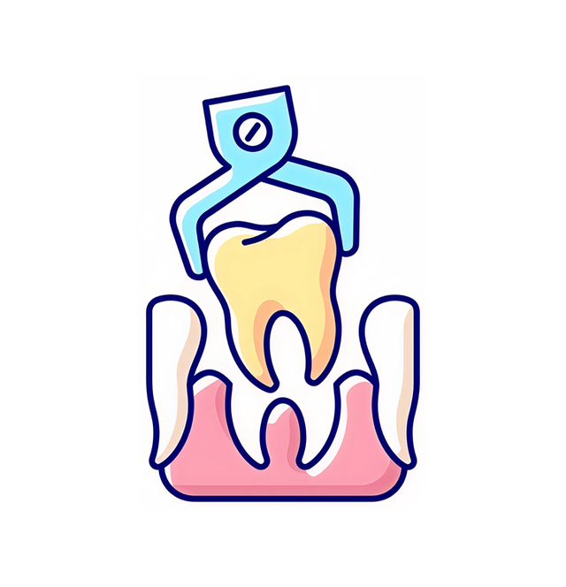 a cartoon illustration of a tooth being extracted