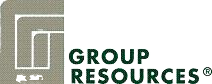 a group resources logo is shown on a black background .
