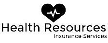 a black and white logo for health resources insurance services