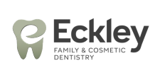 Eckley Family & Cosmetic Dentistry logo with a stylized tooth forming the letter 'e'.