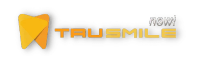 a logo for tau smile with a tooth on it