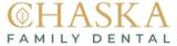 the logo for chaska family dental has a leaf on it .