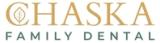 the logo for chaska family dental has a leaf on it .