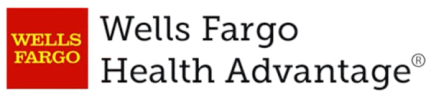 a wells fargo health advantage logo on a black background