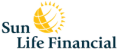 a logo for sun life financial shows a sun and a globe