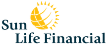 a logo for sun life financial shows a sun and a globe