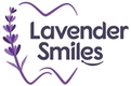 a logo for lavender smiles with a tooth and lavender flowers