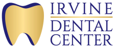 the logo for the irvine dental center has a tooth on it .