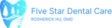 a logo for five star dental care rodherick wu dmd