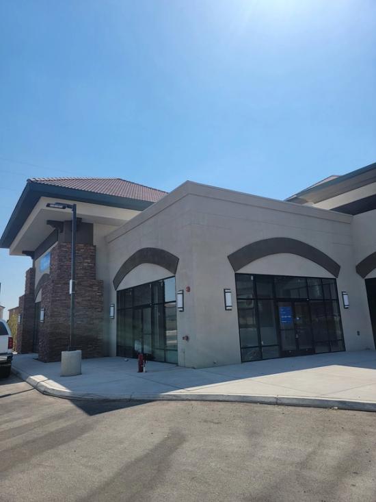 a large building with a fire hydrant in front of it