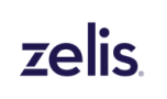 Dark blue "zelis" logo with an angular 'z' and a registered trademark symbol on a white background.
