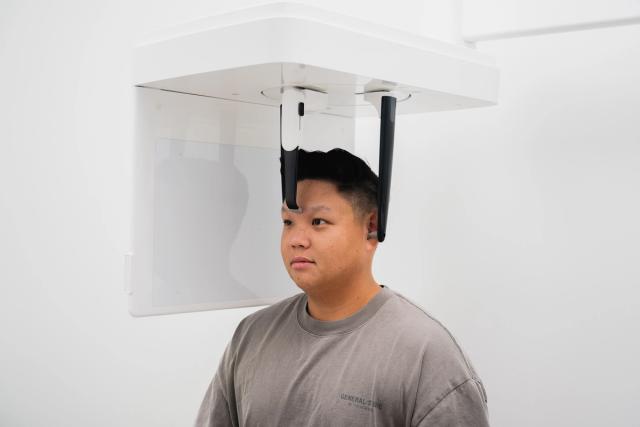 A man having a dental panoramic X-ray.