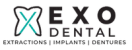a logo for xexo dental extraction implants and dentures