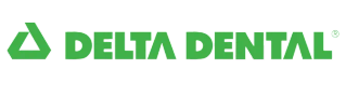 a delta dental logo on a black background