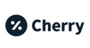 the logo for cherry is a black circle with the word cherry inside of it .