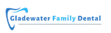 a logo for gladewater family dental with a tooth on it